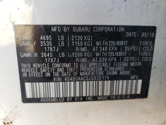 Photo 9 VIN: 4S4BSAAC5J3375170 - SUBARU OUTBACK 