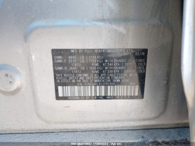 Photo 8 VIN: 4S4BSAAC6G3295904 - SUBARU OUTBACK 