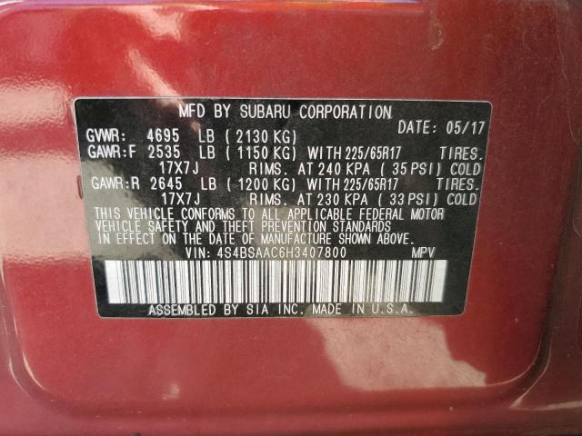 Photo 12 VIN: 4S4BSAAC6H3407800 - SUBARU OUTBACK 2. 