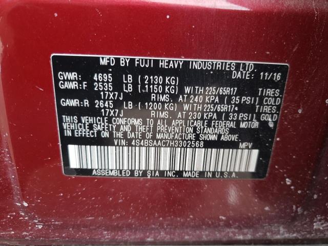 Photo 12 VIN: 4S4BSAAC7H3302568 - SUBARU OUTBACK 2. 