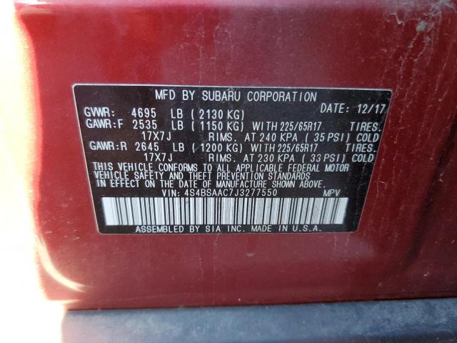 Photo 9 VIN: 4S4BSAAC7J3277550 - SUBARU OUTBACK 2. 