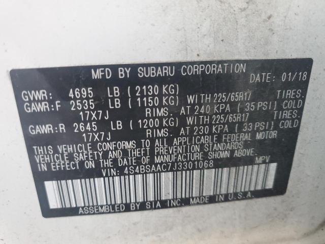 Photo 11 VIN: 4S4BSAAC7J3301068 - SUBARU OUTBACK 2. 