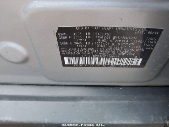 Photo 8 VIN: 4S4BSAAC8F3206493 - SUBARU OUTBACK 