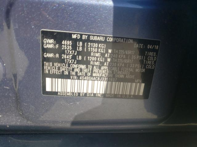 Photo 9 VIN: 4S4BSAAC8J3351607 - SUBARU OUTBACK 2. 