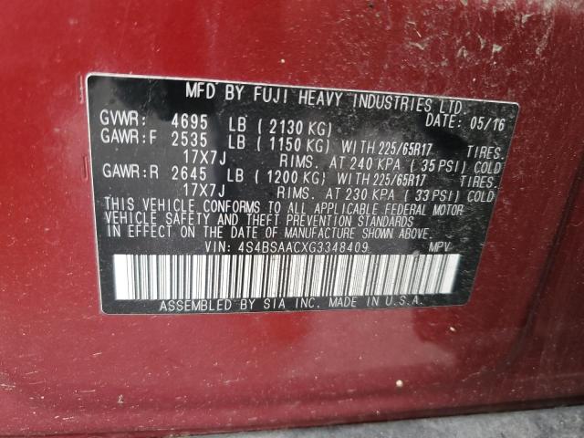 Photo 12 VIN: 4S4BSAACXG3348409 - SUBARU OUTBACK 2. 