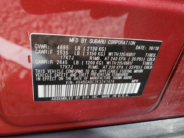 Photo 11 VIN: 4S4BSABC2K3241474 - SUBARU OUTBACK 