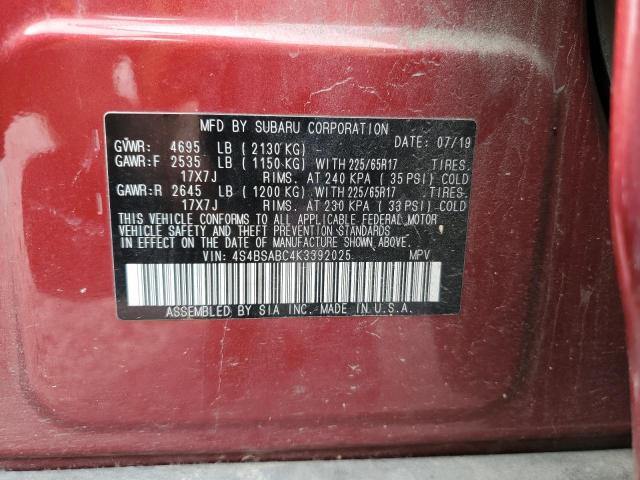 Photo 11 VIN: 4S4BSABC4K3392025 - SUBARU OUTBACK 2. 