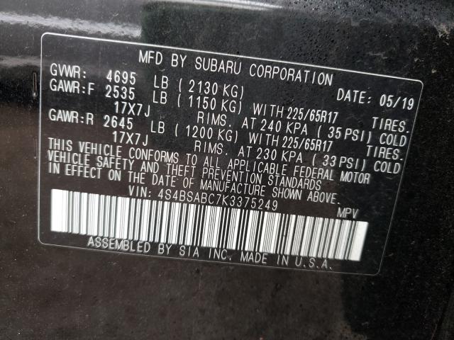 Photo 9 VIN: 4S4BSABC7K3375249 - SUBARU OUTBACK 2. 