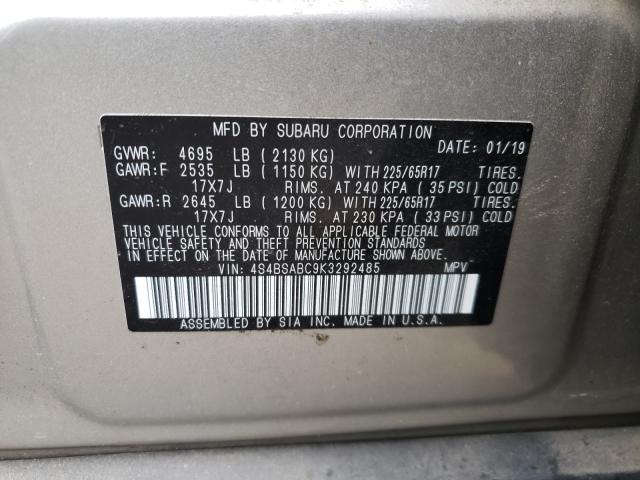 Photo 9 VIN: 4S4BSABC9K3292485 - SUBARU OUTBACK 2. 