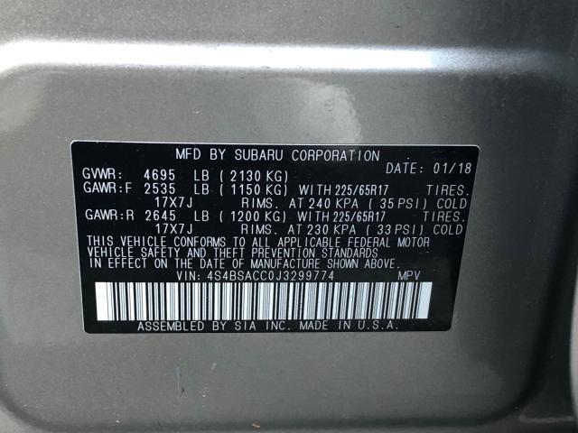 Photo 9 VIN: 4S4BSACC0J3299774 - SUBARU OUTBACK 2. 