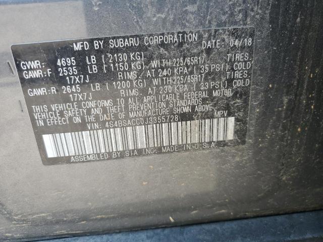 Photo 12 VIN: 4S4BSACC0J3355728 - SUBARU OUTBACK 