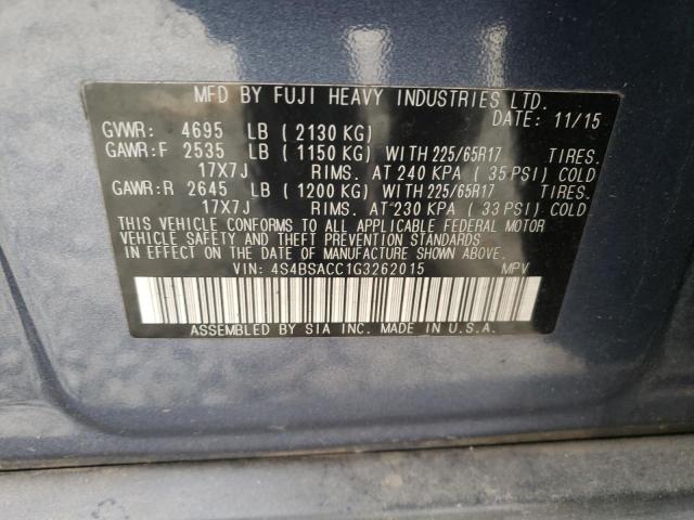 Photo 9 VIN: 4S4BSACC1G3262015 - SUBARU OUTBACK 2. 