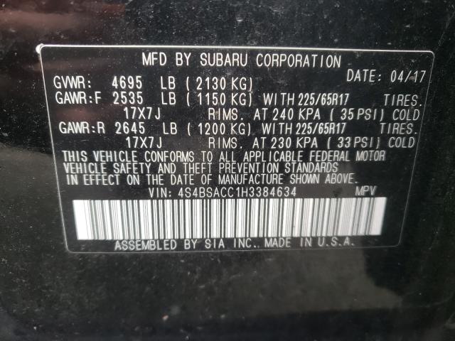 Photo 9 VIN: 4S4BSACC1H3384634 - SUBARU OUTBACK 2. 