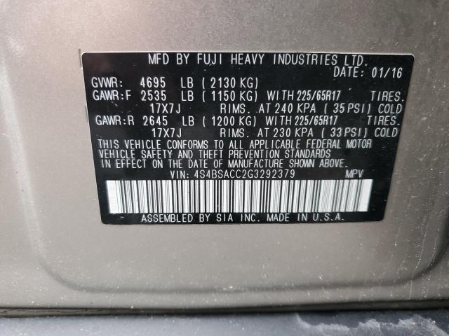 Photo 12 VIN: 4S4BSACC2G3292379 - SUBARU OUTBACK 