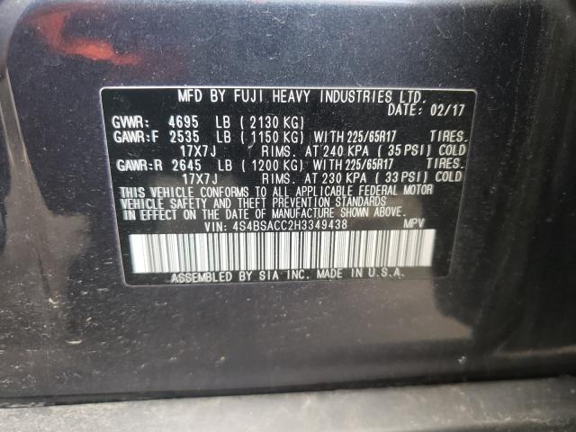 Photo 9 VIN: 4S4BSACC2H3349438 - SUBARU OUTBACK 2. 