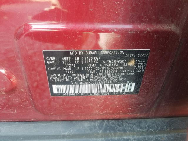 Photo 9 VIN: 4S4BSACC2J3206771 - SUBARU OUTBACK 2. 