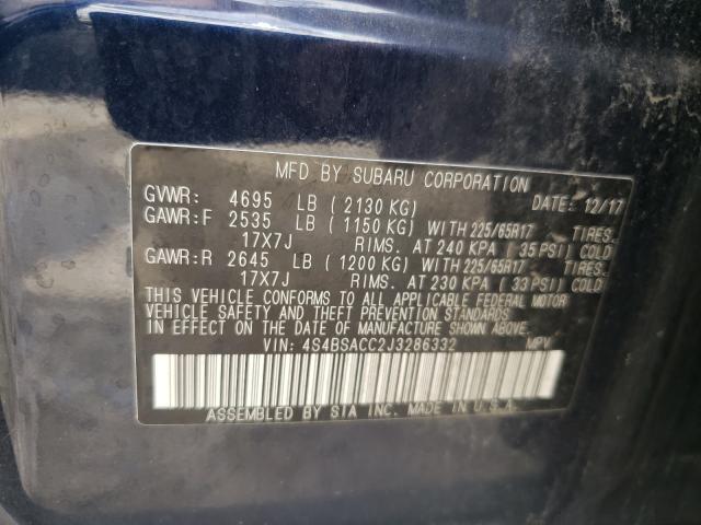 Photo 9 VIN: 4S4BSACC2J3286332 - SUBARU OUTBACK 2. 