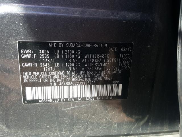 Photo 9 VIN: 4S4BSACC2J3325193 - SUBARU OUTBACK 