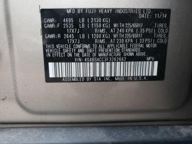 Photo 9 VIN: 4S4BSACC3F3262662 - SUBARU OUTBACK 2. 