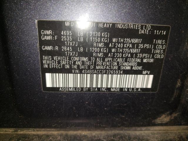 Photo 9 VIN: 4S4BSACC3F3265934 - SUBARU OUTBACK 2. 