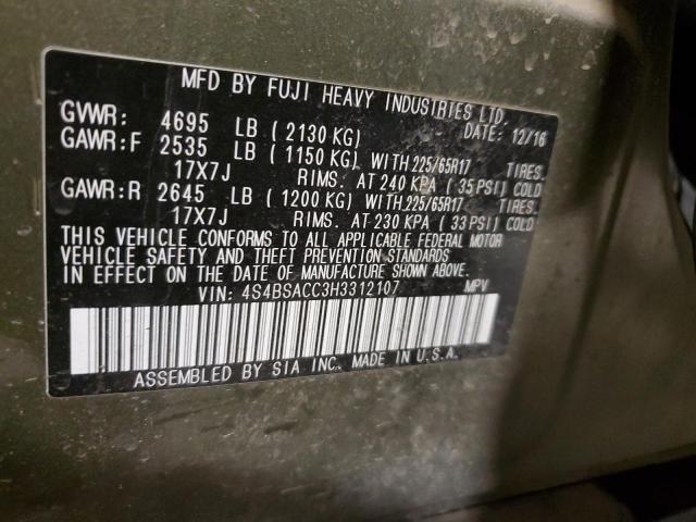 Photo 12 VIN: 4S4BSACC3H3312107 - SUBARU OUTBACK 2. 