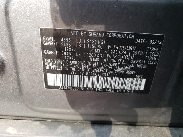 Photo 9 VIN: 4S4BSACC3J3310377 - SUBARU OUTBACK 2. 