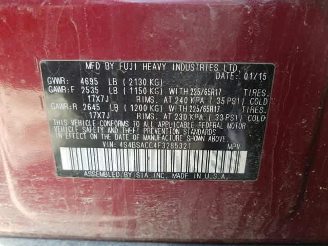 Photo 9 VIN: 4S4BSACC4F3285321 - SUBARU OUTBACK 2. 