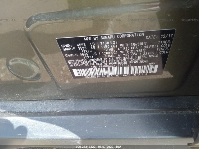 Photo 8 VIN: 4S4BSACC4J3288826 - SUBARU OUTBACK 