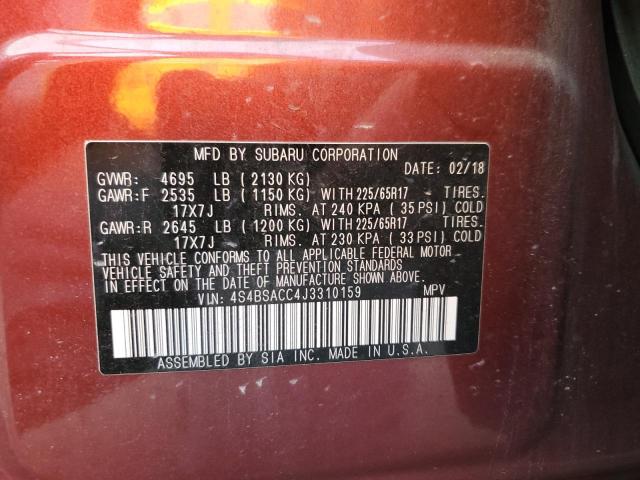 Photo 11 VIN: 4S4BSACC4J3310159 - SUBARU OUTBACK 2. 