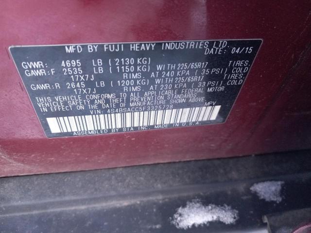 Photo 11 VIN: 4S4BSACC5F3325728 - SUBARU OUTBACK 