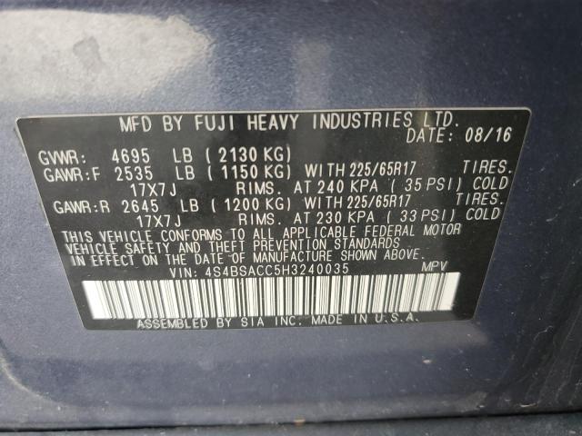 Photo 12 VIN: 4S4BSACC5H3240035 - SUBARU OUTBACK 2. 