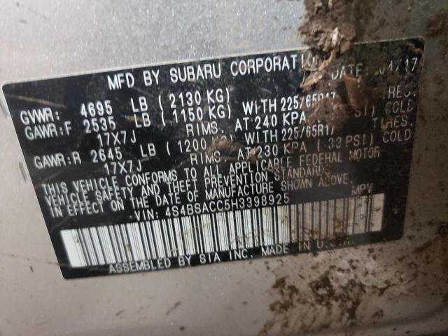 Photo 13 VIN: 4S4BSACC5H3398925 - SUBARU OUTBACK 