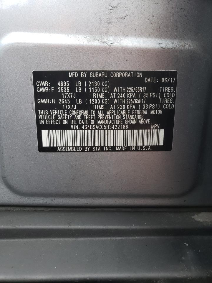 Photo 11 VIN: 4S4BSACC5H3422186 - SUBARU OUTBACK 