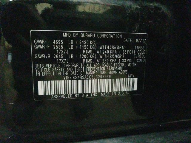 Photo 9 VIN: 4S4BSACC5J3203699 - SUBARU OUTBACK 