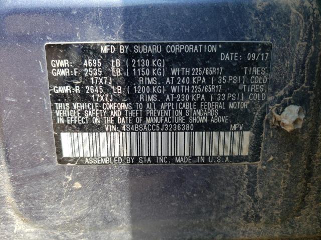 Photo 12 VIN: 4S4BSACC5J3236380 - SUBARU OUTBACK 