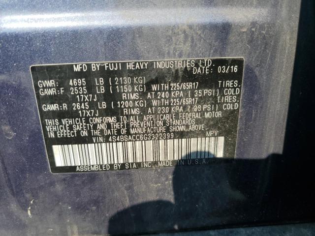 Photo 12 VIN: 4S4BSACC6G3322399 - SUBARU OUTBACK 