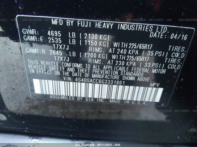 Photo 8 VIN: 4S4BSACC6G3331801 - SUBARU OUTBACK 