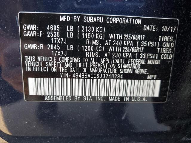 Photo 11 VIN: 4S4BSACC6J3248294 - SUBARU OUTBACK 