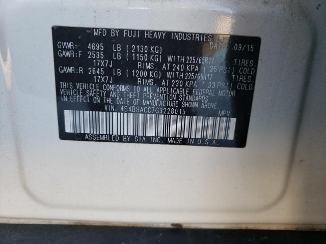 Photo 9 VIN: 4S4BSACC7G3228015 - SUBARU OUTBACK 2. 