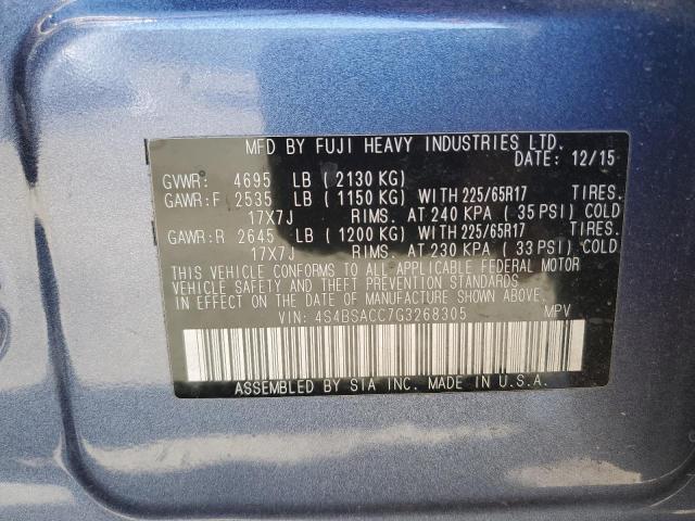 Photo 12 VIN: 4S4BSACC7G3268305 - SUBARU OUTBACK 2. 