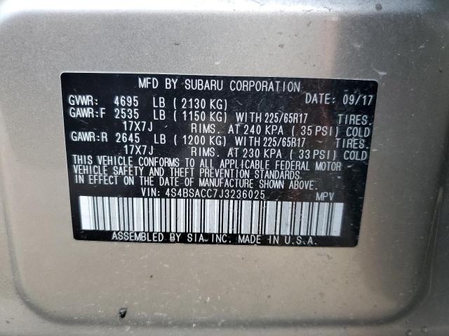 Photo 12 VIN: 4S4BSACC7J3236025 - SUBARU OUTBACK 2. 