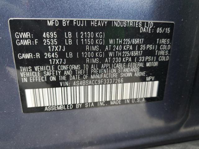 Photo 11 VIN: 4S4BSACC9F3337266 - SUBARU OUTBACK 