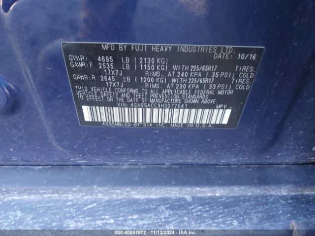 Photo 8 VIN: 4S4BSACC9H3277041 - SUBARU OUTBACK 