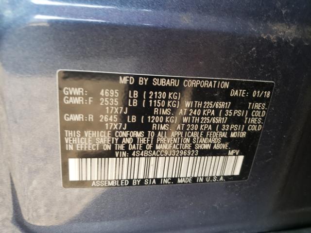 Photo 9 VIN: 4S4BSACC9J3296923 - SUBARU OUTBACK 2. 