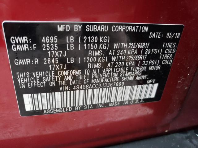 Photo 9 VIN: 4S4BSACC9J3367800 - SUBARU OUTBACK 2. 