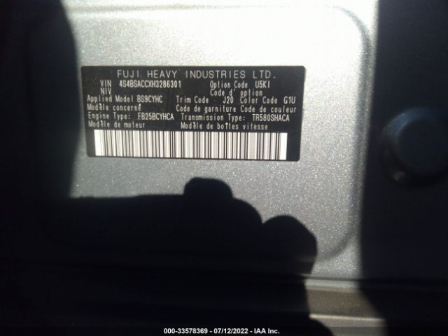 Photo 8 VIN: 4S4BSACCXH3286301 - SUBARU OUTBACK 