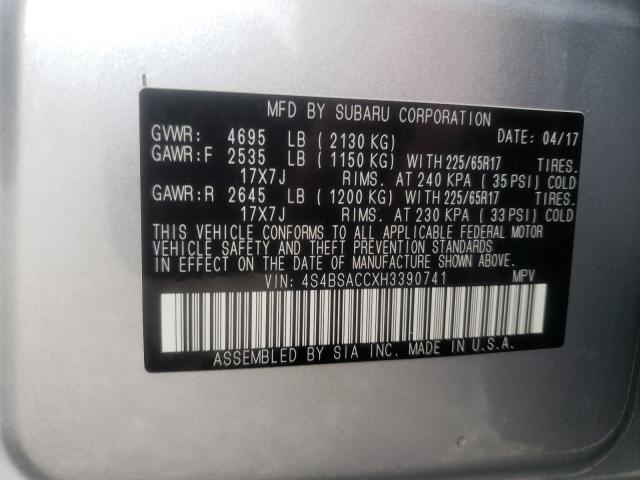 Photo 9 VIN: 4S4BSACCXH3390741 - SUBARU OUTBACK 2. 