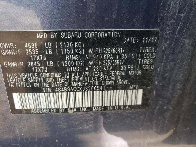 Photo 12 VIN: 4S4BSACCXJ3266541 - SUBARU OUTBACK 