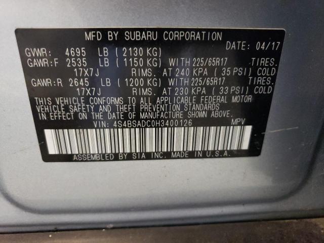 Photo 12 VIN: 4S4BSADC0H3400126 - SUBARU OUTBACK 2. 