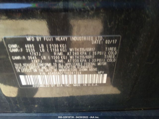 Photo 8 VIN: 4S4BSADC1H3361224 - SUBARU OUTBACK 